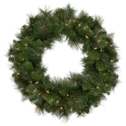 Mixed Beaver Pine Artificial Christmas Wreath, 24-Inch, Clear Lights