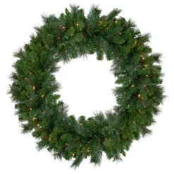 Mixed Beaver Pine Artificial Christmas Wreath, 36-Inch, Clear Lights