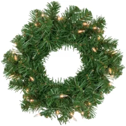 Deluxe Dorchester Pine Artificial Christmas Wreath, 16-Inch, Clear Lights