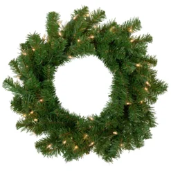 Deluxe Dorchester Pine Artificial Christmas Wreath, 18-Inch, Clear Lights