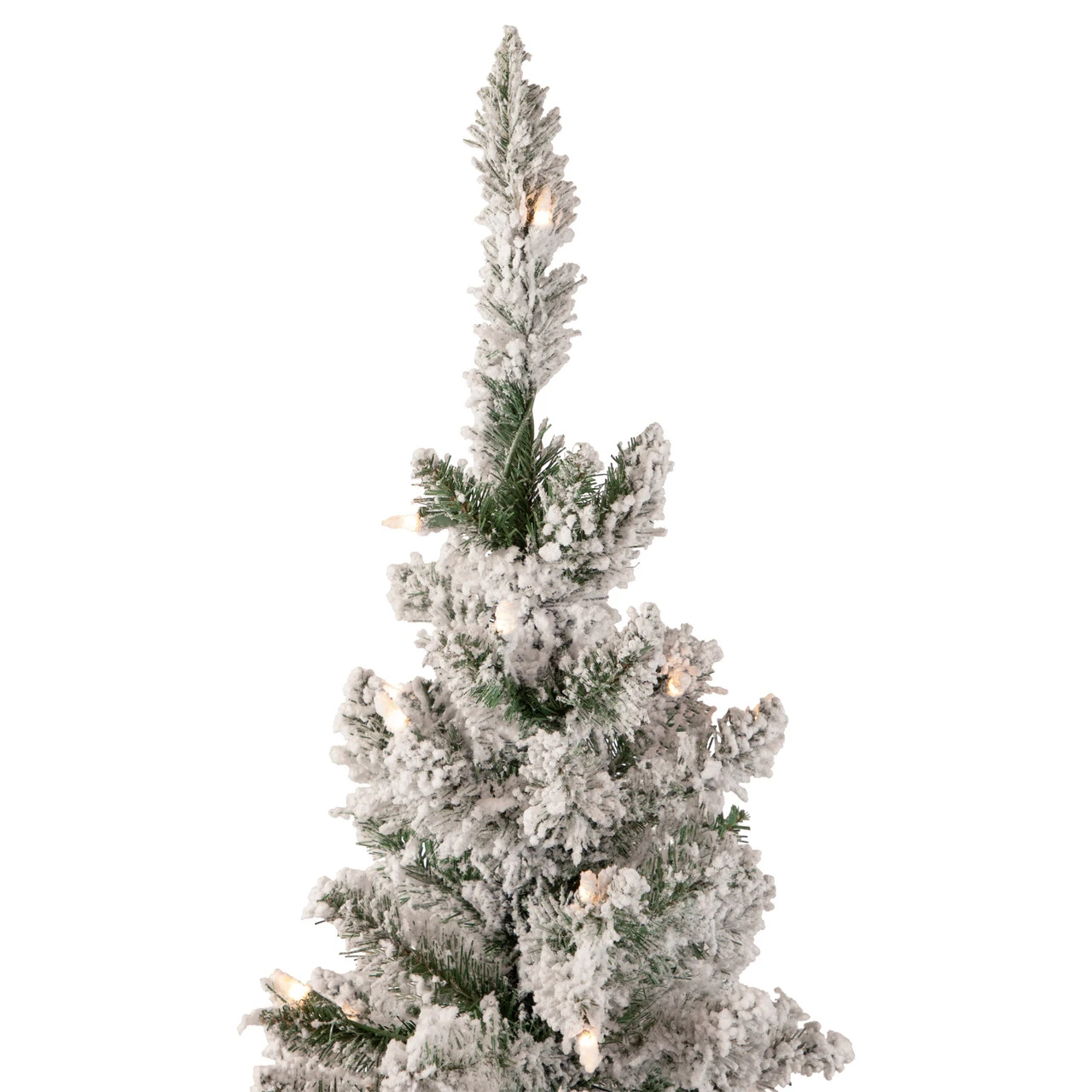 4' Pre-Lit Flocked Pine Slim Artificial Christmas Tree, Clear Lights 5 4' Pre-Lit Flocked Pine Slim Artificial Christmas Tree, Clear Lights - Image 3