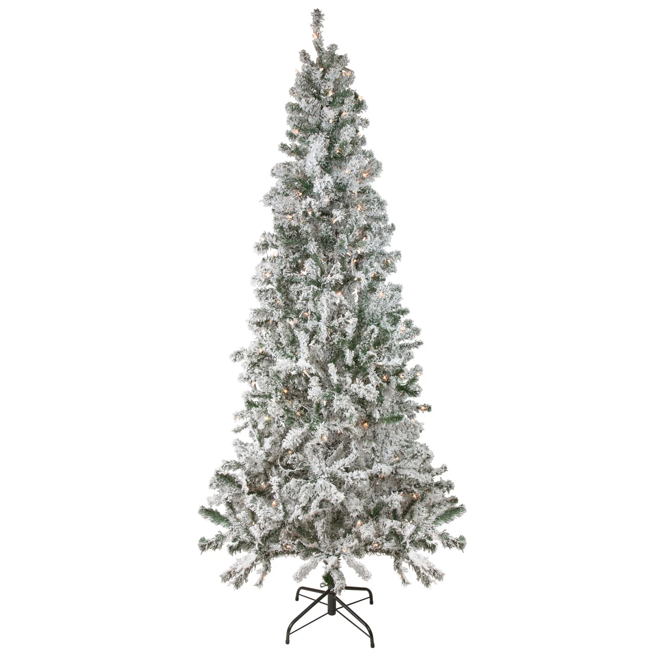 6' Pre-Lit Slim Flocked Pine Artificial Christmas Tree, Clear Lights 3 6' Pre-Lit Slim Flocked Pine Artificial Christmas Tree, Clear Lights