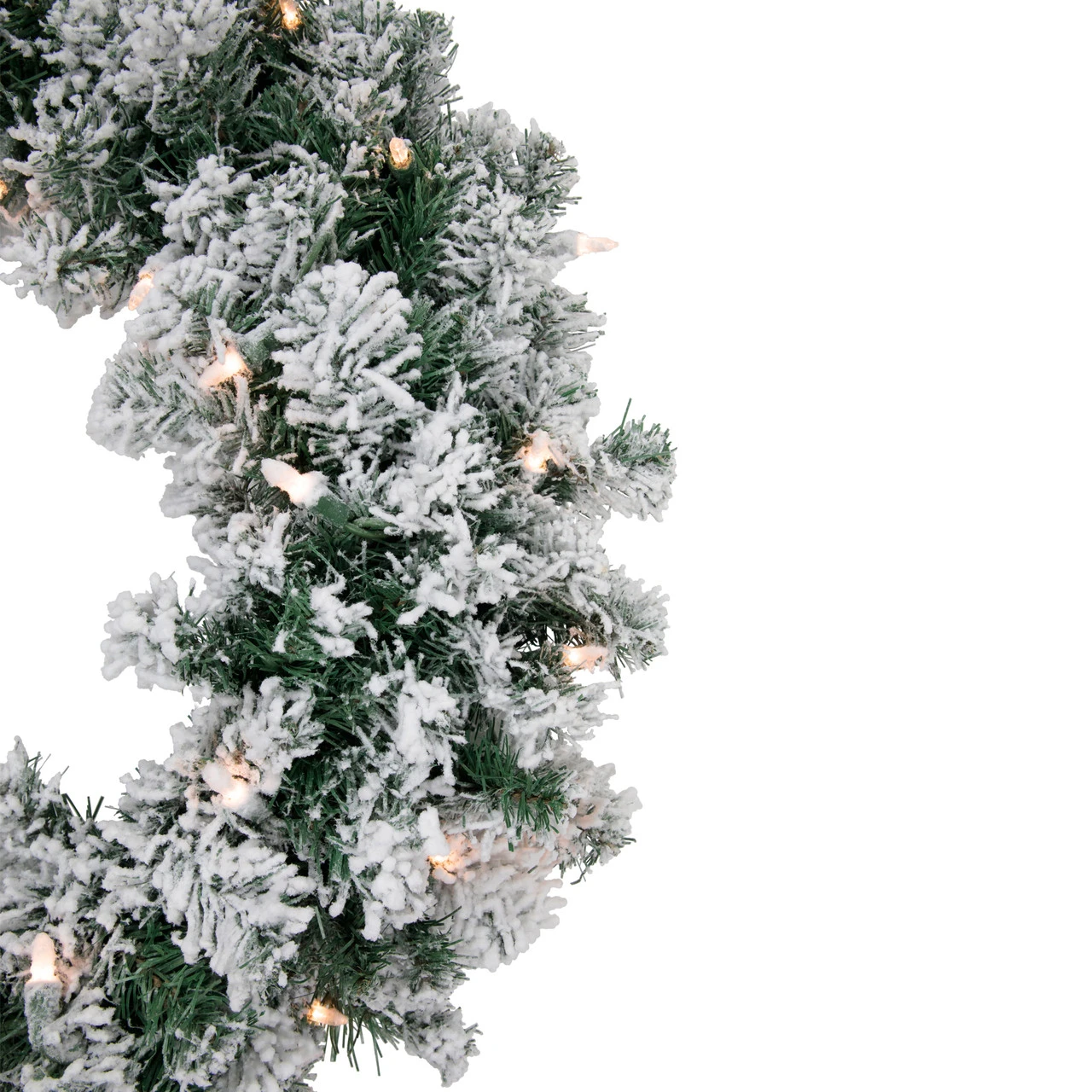 Pre-Lit Flocked Snow White Artificial Christmas Wreath, 24-Inch, Clear Lights 5 Pre-Lit Flocked Snow White Artificial Christmas Wreath, 24-Inch, Clear Lights - Image 3
