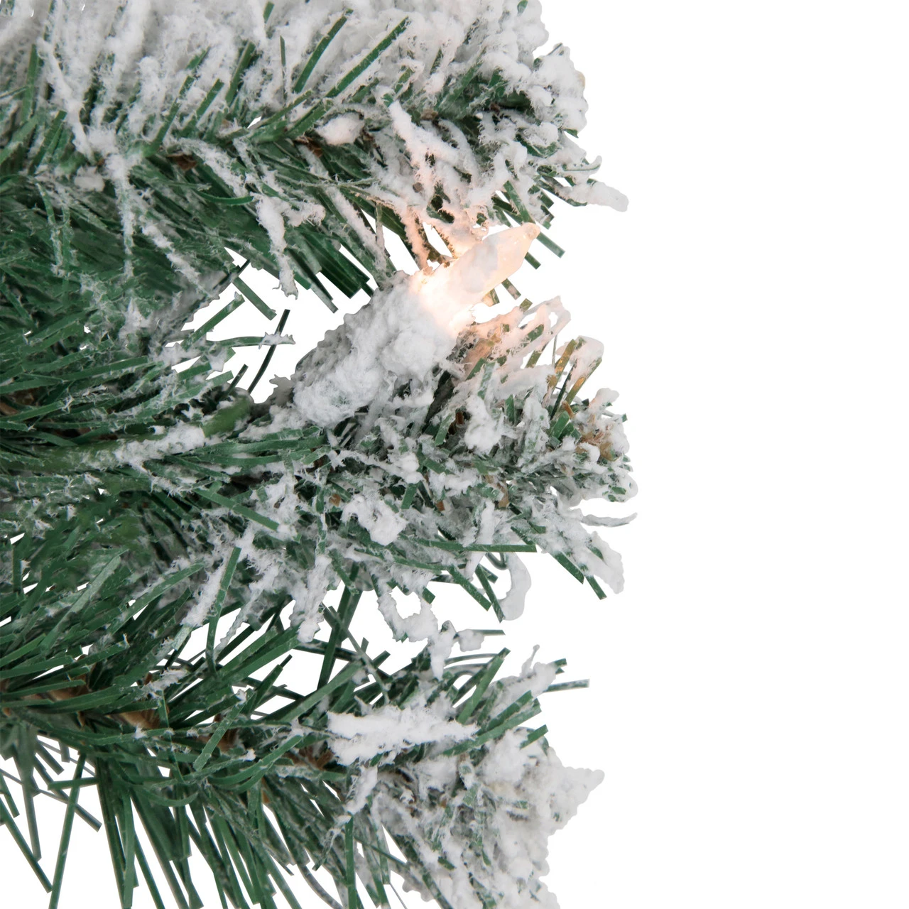 Pre-Lit Flocked Snow White Artificial Christmas Wreath, 24-Inch, Clear Lights 4 Pre-Lit Flocked Snow White Artificial Christmas Wreath, 24-Inch, Clear Lights - Image 2