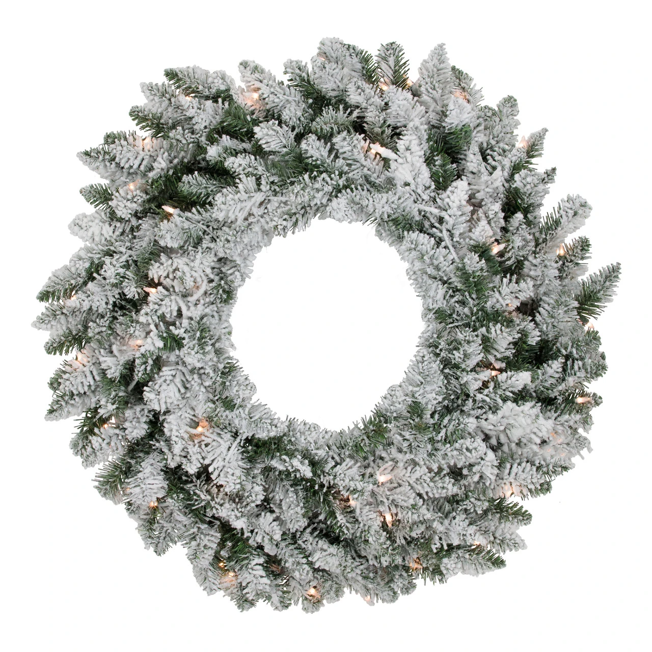 Pre-Lit Flocked Snow White Artificial Christmas Wreath, 36-Inch, Clear Lights 3 Pre-Lit Flocked Snow White Artificial Christmas Wreath, 36-Inch, Clear Lights