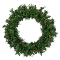 Pre-lit Chatham Pine Artificial Christmas Wreath, 24-Inch, Multi-Color Lights