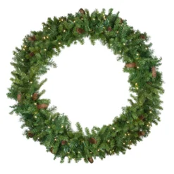 Pre-Lit LED Dakota Red Pine Artificial Christmas Wreath - 48-Inch, Warm White Lights