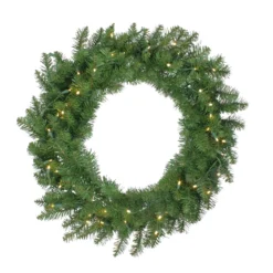 Pre-Lit Buffalo Fir Artificial Christmas Wreath - 30-Inch, Warm White LED Lights