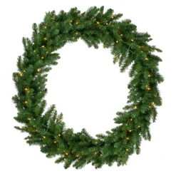 Pre-Lit Buffalo Fir Commercial Artificial Christmas Wreath - 5 Ft, Warm White LED Lights