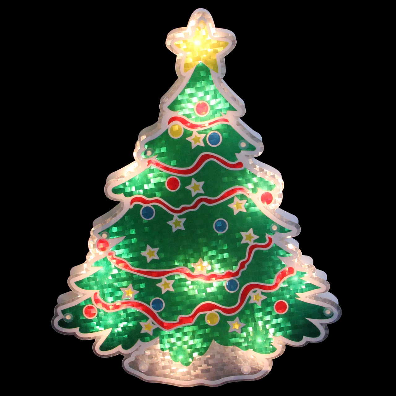 12.5" Lighted Holographic Christmas Tree Window Silhouette Decor 4 12.5" Lighted Holographic Christmas Tree Window Silhouette Decor - Image 2