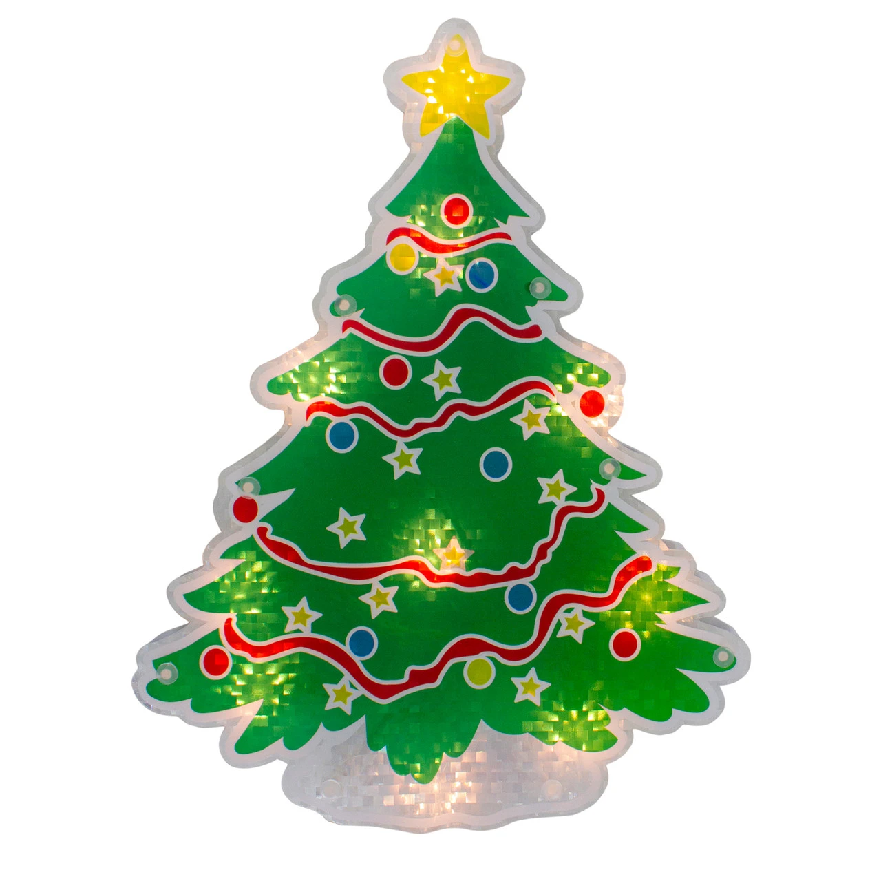 12.5" Lighted Holographic Christmas Tree Window Silhouette Decor 3 12.5" Lighted Holographic Christmas Tree Window Silhouette Decor