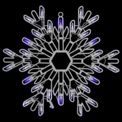 15" LED Lighted Pure White And Blue Snowflake Christmas Window Silhouette Decor