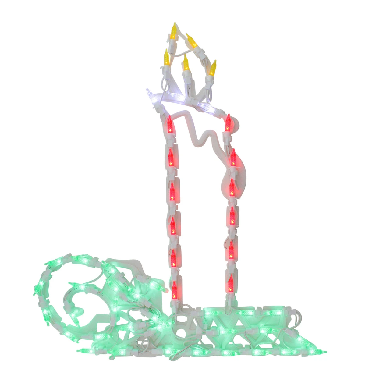 17.5" Red And Green LED Lighted Candle Christmas Window Silhouette Decor 4 17.5" Red And Green LED Lighted Candle Christmas Window Silhouette Decor - Image 2