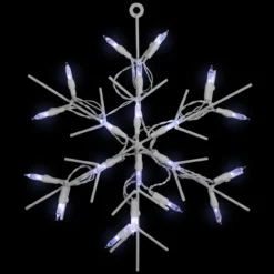 13" White And Clear LED Lighted Snowflake Christmas Window Silhouette Decoration