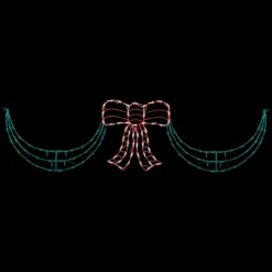 3-Piece Lighted RedBow And Green Swag Christmas Decoration