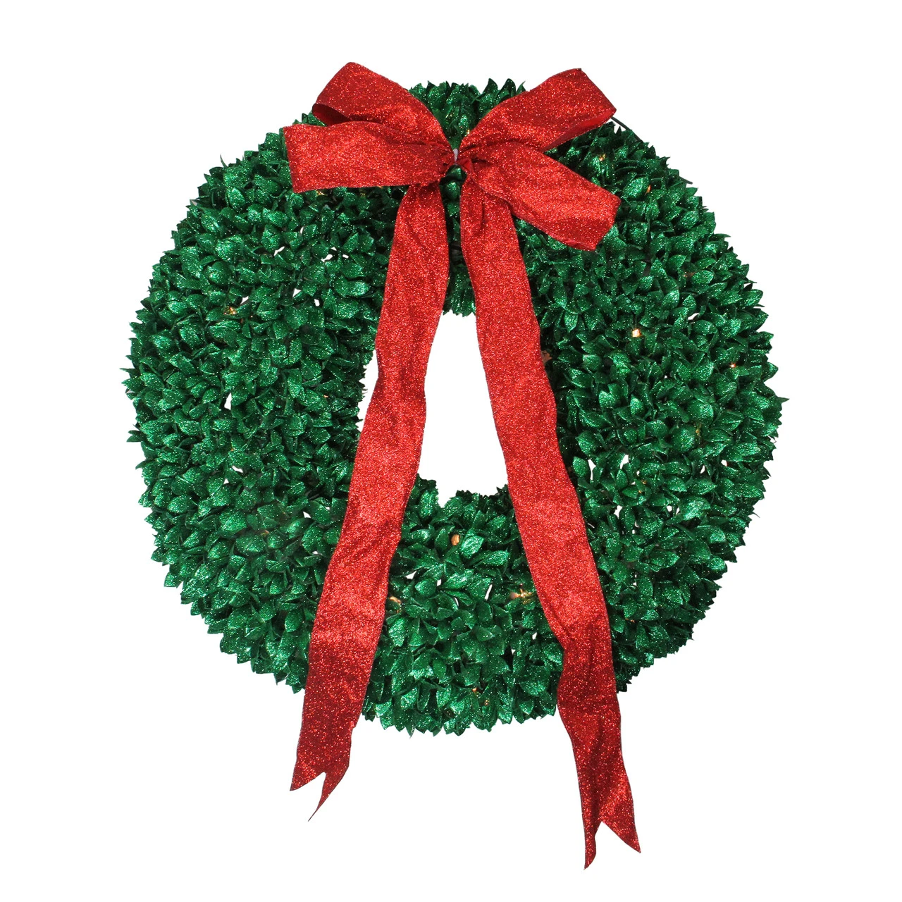 Pre-Lit Glittered Leaves Artificial Christmas Wreath - 28-Inch, Clear Lights 3 Pre-Lit Glittered Leaves Artificial Christmas Wreath - 28-Inch, Clear Lights