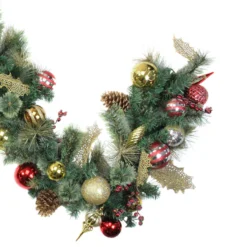 9' X 16" Artificial Pine With Cranberries, Ornaments, And Pine Cones Christmas Garland – Unlit -Noel Twinkle Shop northlights04194b 39315.1667659336