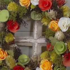 Orange And Yellow Flowers With Moss And Twig Artificial Floral Spring Wreath, 12-Inch -Noel Twinkle Shop northlightsh75319a 61962.1667661996
