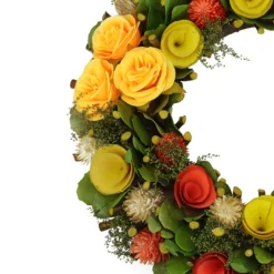 Orange And Yellow Flowers With Moss And Twig Artificial Floral Spring Wreath, 12-Inch -Noel Twinkle Shop northlightsh75319b 58100.1667661996