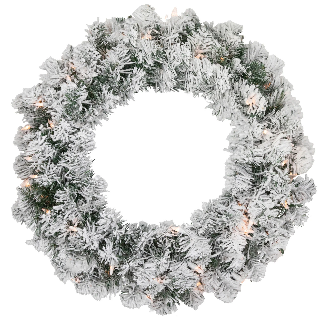 Pre-lit Heavily Flocked Madison Pine Artificial Christmas Wreath, 24-Inch, Clear Lights 3 Pre-lit Heavily Flocked Madison Pine Artificial Christmas Wreath, 24-Inch, Clear Lights