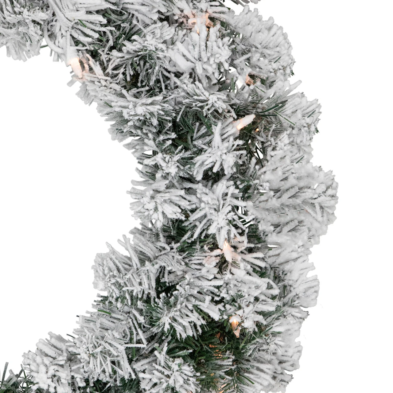 Pre-lit Heavily Flocked Madison Pine Artificial Christmas Wreath, 24-Inch, Clear Lights 6 Pre-lit Heavily Flocked Madison Pine Artificial Christmas Wreath, 24-Inch, Clear Lights - Image 4