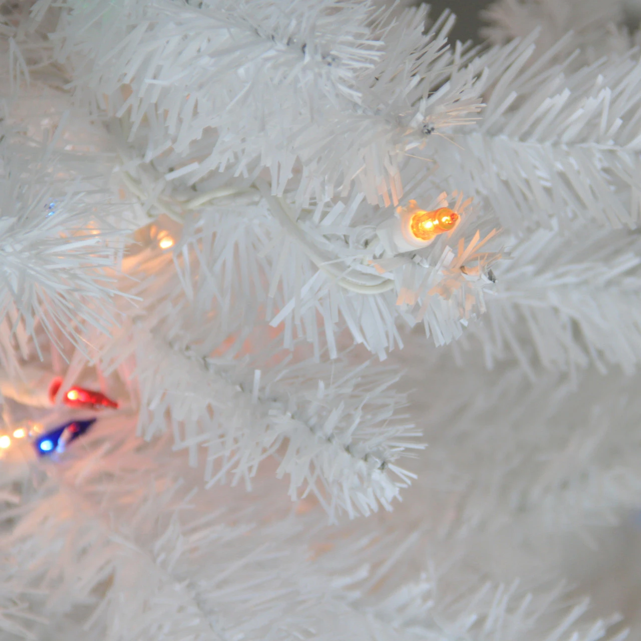 12' Pre-Lit Medium Crystal White Artificial Christmas Tree, Multicolored Lights 4 12' Pre-Lit Medium Crystal White Artificial Christmas Tree, Multicolored Lights - Image 2