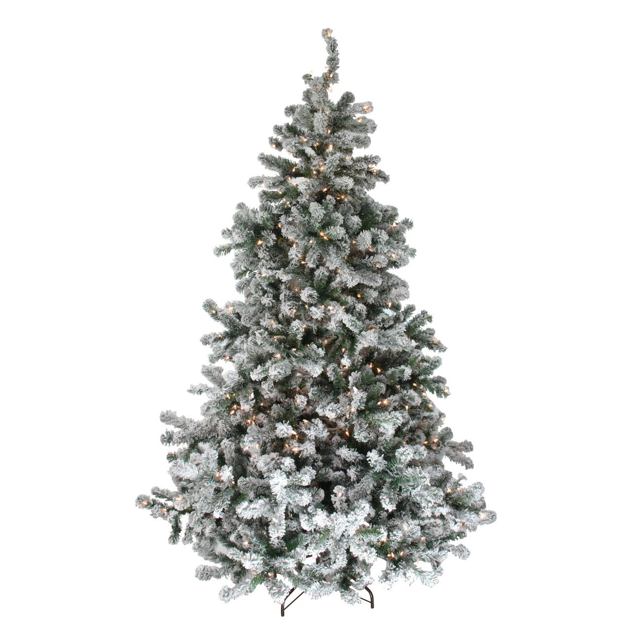 7.5' Pre-Lit Full Flocked Natural Emerald Artificial Christmas Tree - Warm Clear Lights 3 7.5' Pre-Lit Full Flocked Natural Emerald Artificial Christmas Tree - Warm Clear Lights