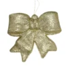 16" Gold Glittered Battery Operated Lighted LED Bow Christmas Decoration