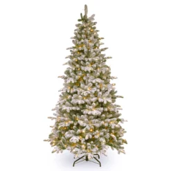 6.5’ Pre-Lit Snowy Everest Fir Artificial Christmas Tree - Clear Lights