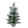 18" Flocked Pine Medium Artificial Christmas Tree In Burlap Base - Unlit