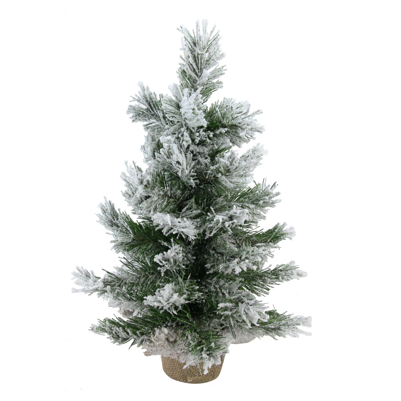 18" Flocked Pine Medium Artificial Christmas Tree In Burlap Base - Unlit 3 18" Flocked Pine Medium Artificial Christmas Tree In Burlap Base - Unlit
