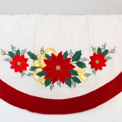 48" Ivory And Red Poinsettia Christmas Tree Skirt With Beads -Noel Twinkle Shop pxuk6zv5shnokcuzxogvmeblowofe7dp 35 30018.1667662743
