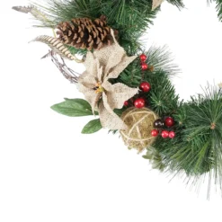 Mixed Pine Berry And Burlap Poinsettia Artificial Christmas Wreath - 24-Inch, Unlit -Noel Twinkle Shop qavvxpg4btu8tjlim2w45r1yyeqzihac 20024.1667580565