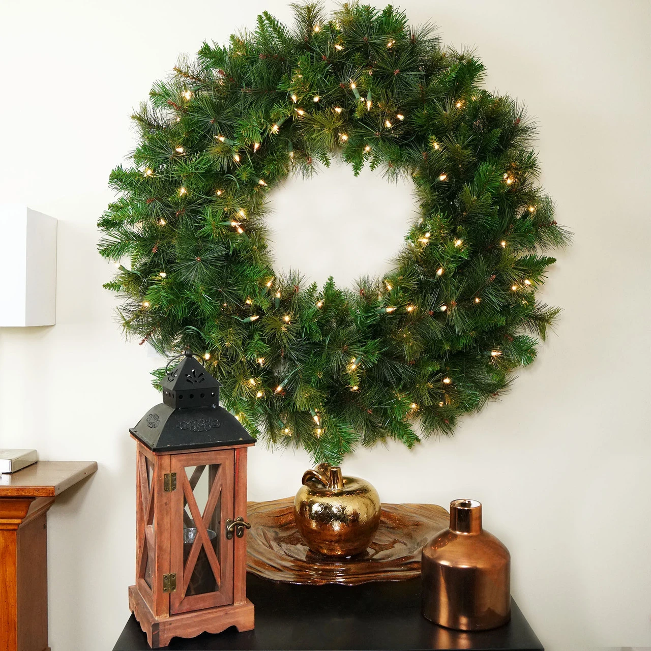 Mixed Canyon Pine Artificial Christmas Wreath - 24-Inch, Clear Lights 5 Mixed Canyon Pine Artificial Christmas Wreath - 24-Inch, Clear Lights - Image 3