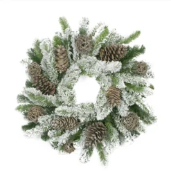 Flocked Pine Cone And Twig Ball Artificial Christmas Wreath - 24-Inch, Unlit