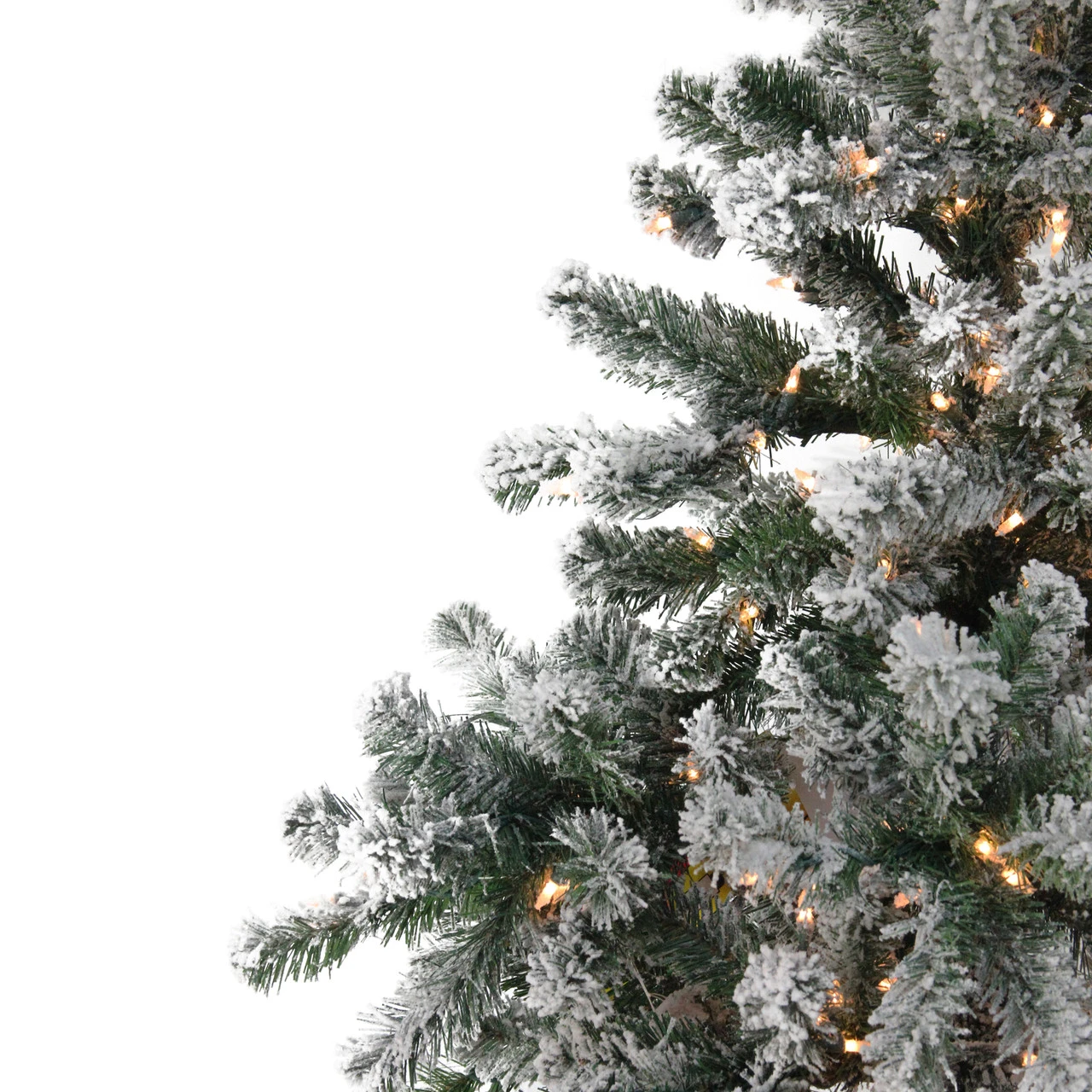7.5' Pre-Lit Full Flocked Natural Emerald Artificial Christmas Tree - Warm Clear Lights 5 7.5' Pre-Lit Full Flocked Natural Emerald Artificial Christmas Tree - Warm Clear Lights - Image 3