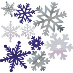 Club Pack Of 144 Silver And Blue Foil Christmas Snowflake Cutout Decorations 12"