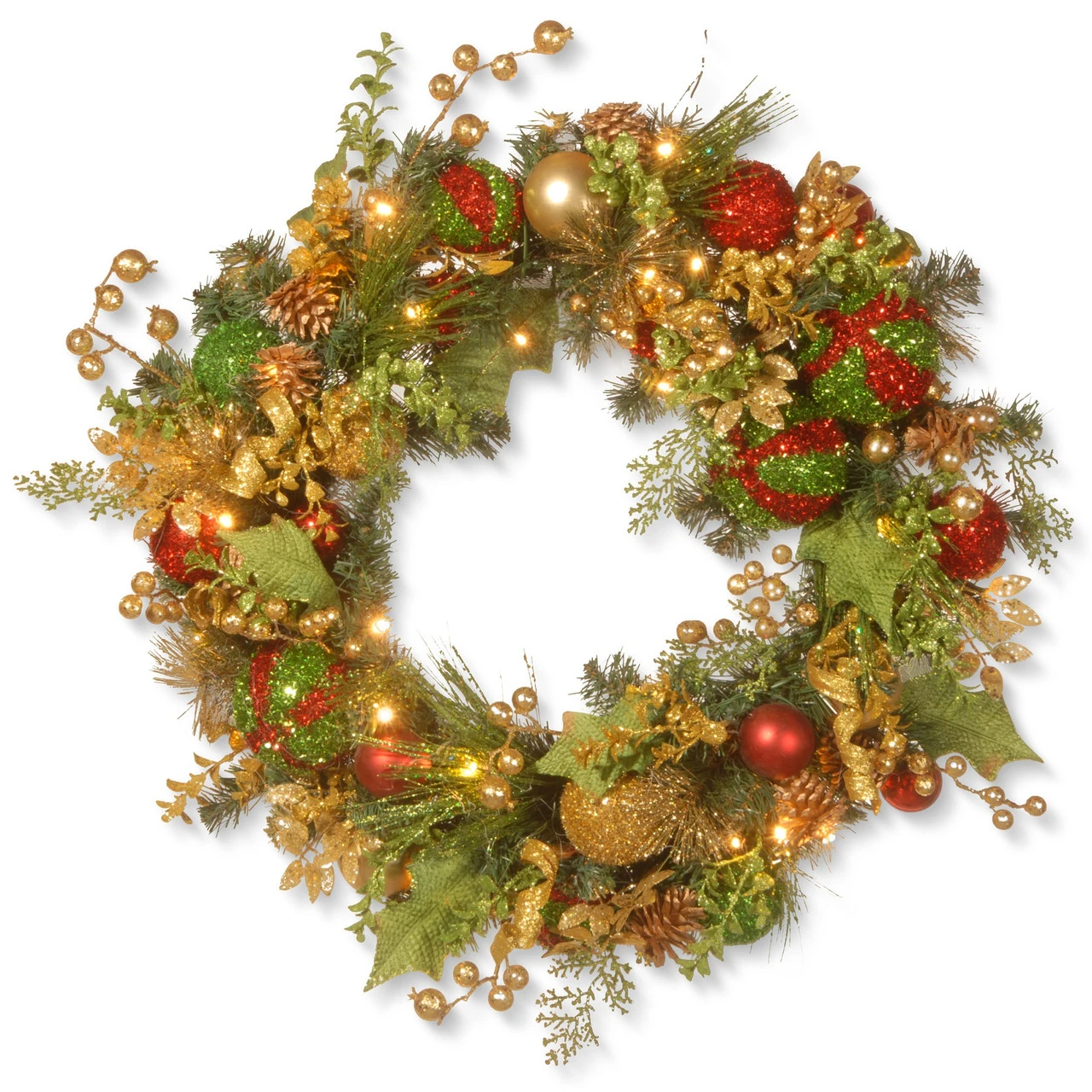 30" Pre-Lit Decorated Artificial Christmas Wreath - LED Lights/BO 3 30" Pre-Lit Decorated Artificial Christmas Wreath - LED Lights/BO