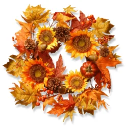 Sunflower Artificial Wreath - 22-Inch, Unlit