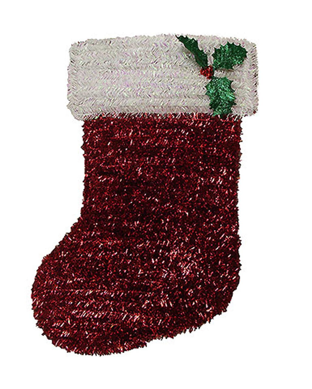 19" Shiny Red Iridescent Stocking With Holly Berry Hanging Christmas Decoration 3 19" Shiny Red Iridescent Stocking With Holly Berry Hanging Christmas Decoration
