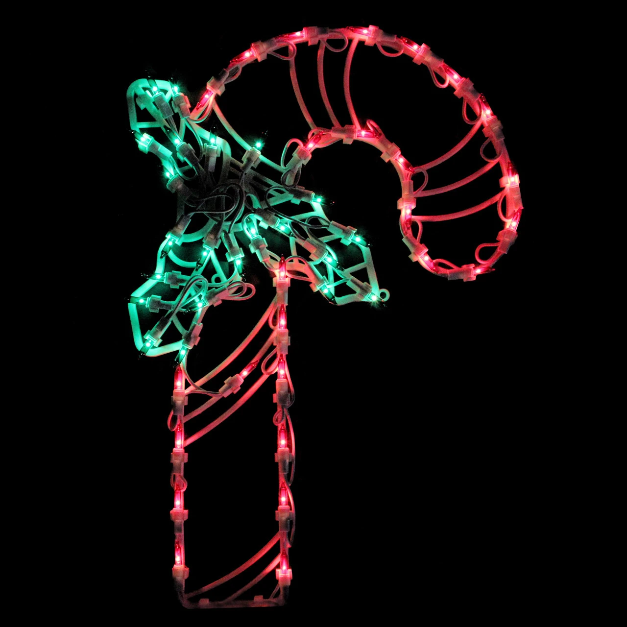 18" Lighted Candy Cane With Holly Christmas Window Silhouette Decoration 3 18" Lighted Candy Cane With Holly Christmas Window Silhouette Decoration