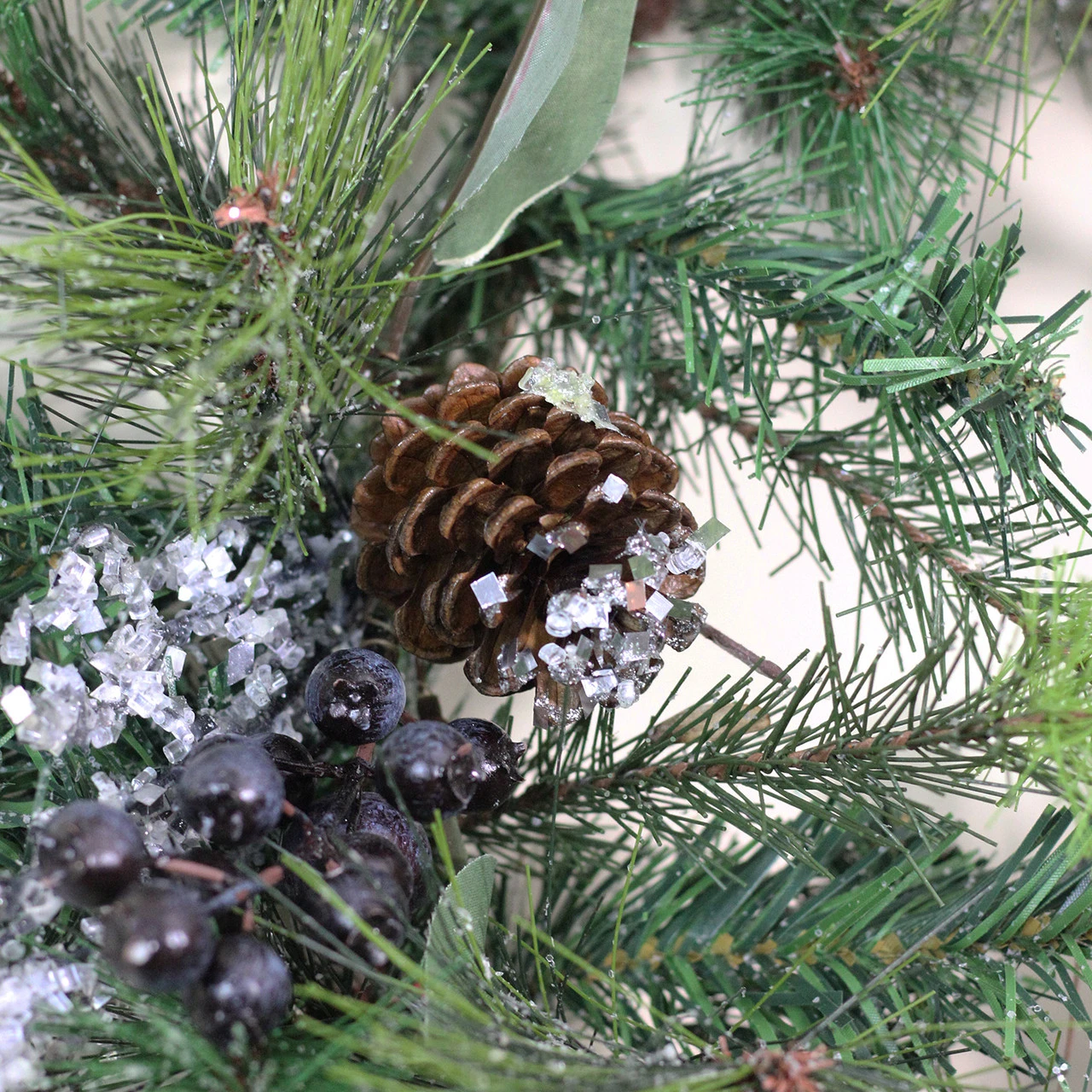 Mixed Pine With Blueberries Pine Cones And Ice Twigs Artificial Christmas Wreath - 24-Inch, Unlit 4 Mixed Pine With Blueberries Pine Cones And Ice Twigs Artificial Christmas Wreath - 24-Inch, Unlit - Image 2