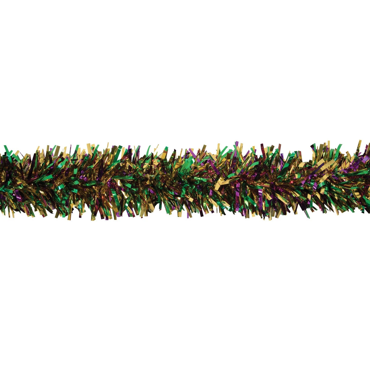 25' X 4" Green, Purple And Gold Mardi Gras Tinsel Garland - Unlit 3 25' X 4" Green, Purple And Gold Mardi Gras Tinsel Garland - Unlit