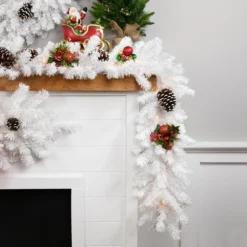 9' X 8" Pre-Lit Snow White Artificial Christmas Garland, Clear Lights 7 9' X 8" Pre-Lit Snow White Artificial Christmas Garland, Clear Lights -Noel Twinkle Shop sienna 624fy11j 2 45023.1667488159
