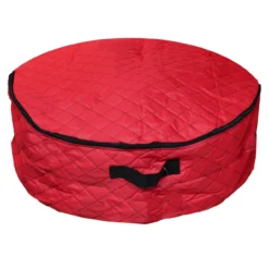 2 In 1 Quilted Red Zip Up Christmas Garland And Wreath Storage Bag
