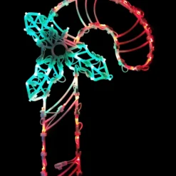 18" Red And Green LED Lighted Candy Cane Christmas Window Silhouette Decoration