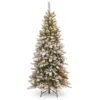 7.5’ Pre-Lit Snowy Mountain Pine Slim Pine Artificial Christmas Tree With Clear Lights -Noel Twinkle Shop smt 304 75 40281.1667578098