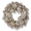 24” Pre-Lit Snowy Bristle Pine Wreath With Battery Operated Warm White LED Lights