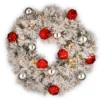 24” Pre-Lit Snowy Bristle Pine Wreath With Battery Operated Warm White LED Lights With Timer -Noel Twinkle Shop snp7 308 24w b1 48837.1667646162