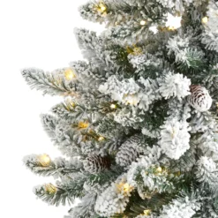5’ Pre-Lit Flocked Livingston Fir Artificial Christmas Tree, Warm Clear LED Lights -Noel Twinkle Shop t1610 3 91863.1667528893